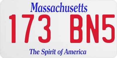 MA license plate 173BN5