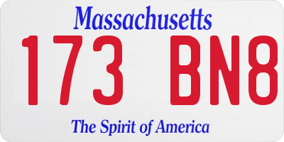 MA license plate 173BN8
