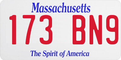 MA license plate 173BN9