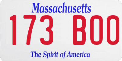MA license plate 173BO0