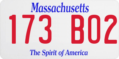 MA license plate 173BO2