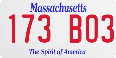 MA license plate 173BO3