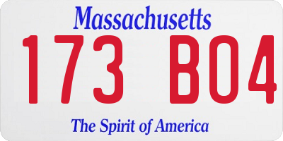 MA license plate 173BO4