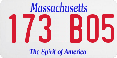 MA license plate 173BO5