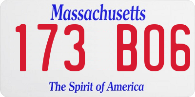MA license plate 173BO6
