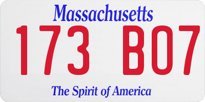 MA license plate 173BO7