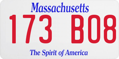 MA license plate 173BO8