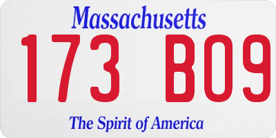 MA license plate 173BO9
