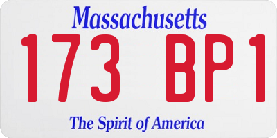 MA license plate 173BP1