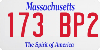 MA license plate 173BP2