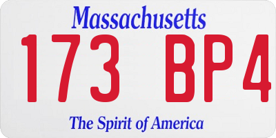 MA license plate 173BP4