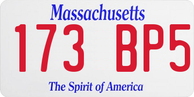MA license plate 173BP5