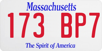 MA license plate 173BP7