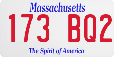 MA license plate 173BQ2