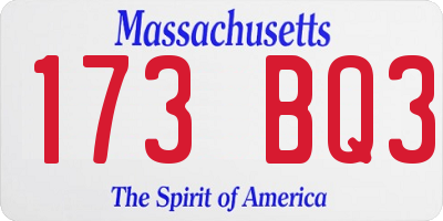 MA license plate 173BQ3