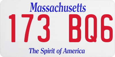 MA license plate 173BQ6