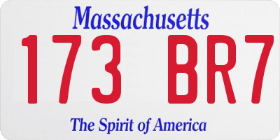 MA license plate 173BR7