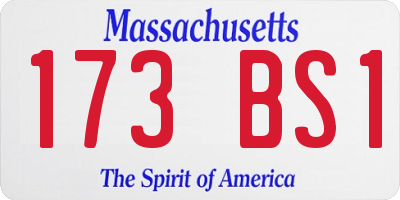 MA license plate 173BS1