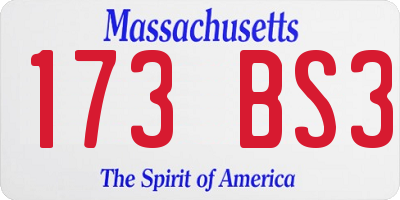 MA license plate 173BS3