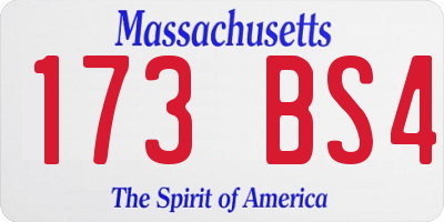 MA license plate 173BS4
