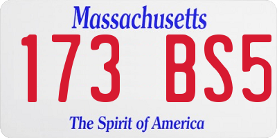 MA license plate 173BS5