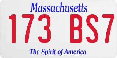MA license plate 173BS7
