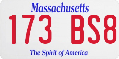 MA license plate 173BS8