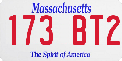 MA license plate 173BT2
