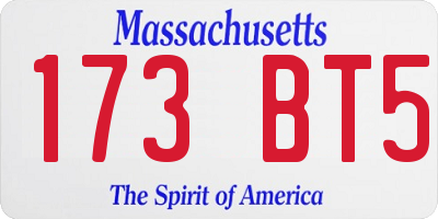 MA license plate 173BT5
