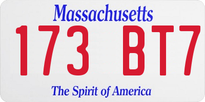 MA license plate 173BT7