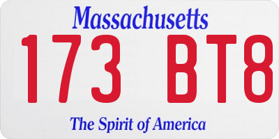 MA license plate 173BT8