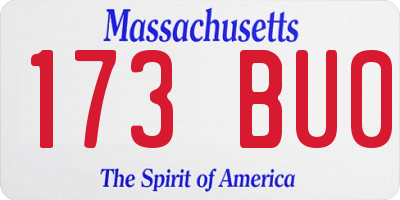 MA license plate 173BU0