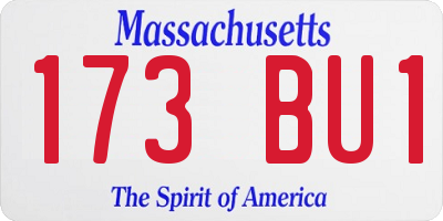 MA license plate 173BU1