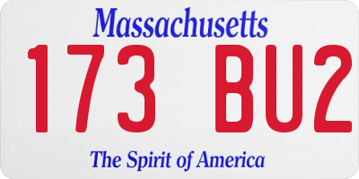 MA license plate 173BU2