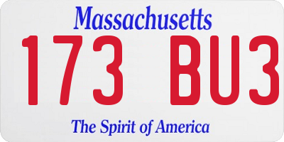 MA license plate 173BU3