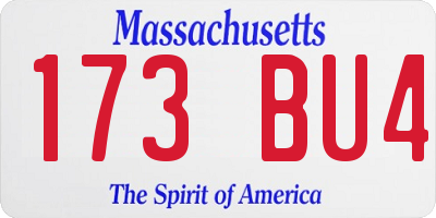 MA license plate 173BU4