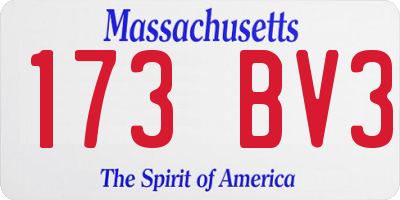 MA license plate 173BV3