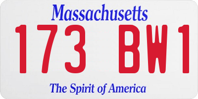 MA license plate 173BW1