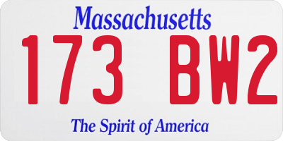 MA license plate 173BW2