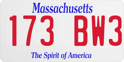 MA license plate 173BW3
