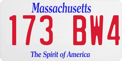 MA license plate 173BW4