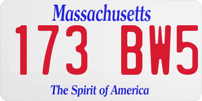 MA license plate 173BW5