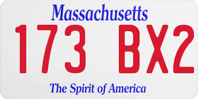 MA license plate 173BX2