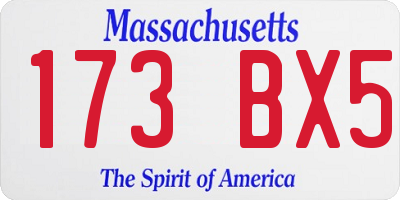 MA license plate 173BX5