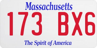 MA license plate 173BX6