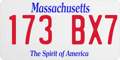 MA license plate 173BX7