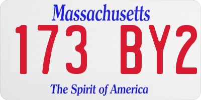 MA license plate 173BY2