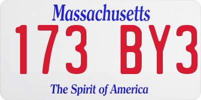 MA license plate 173BY3