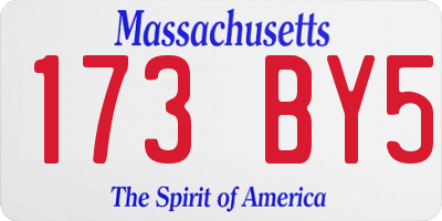 MA license plate 173BY5
