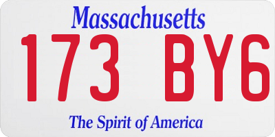 MA license plate 173BY6